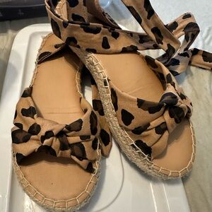 Leopard Print Kids Espadrille Sandals